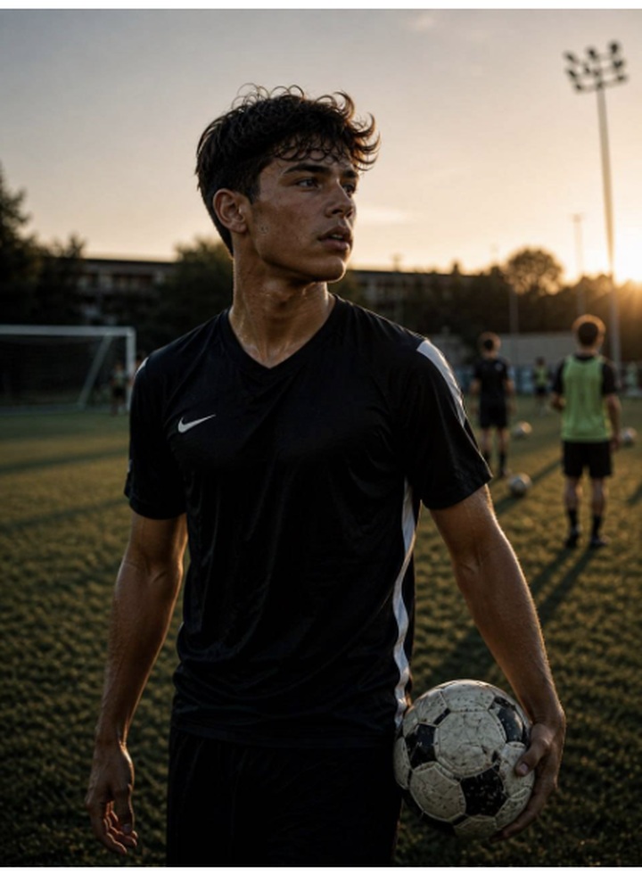 Young soccer athlete after training