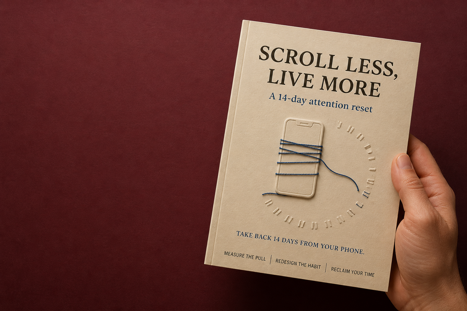 Scroll Less, Live More Extended edition, complete fifteen-page visual workbook for $7.99